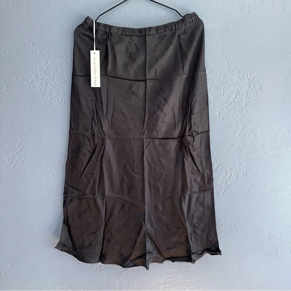 Young Fabulous & Broke Black Satin Slip Skirt Size Medium